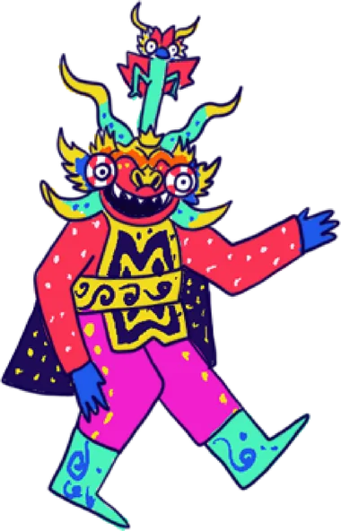 Personaje del carnaval bailando con su tambor